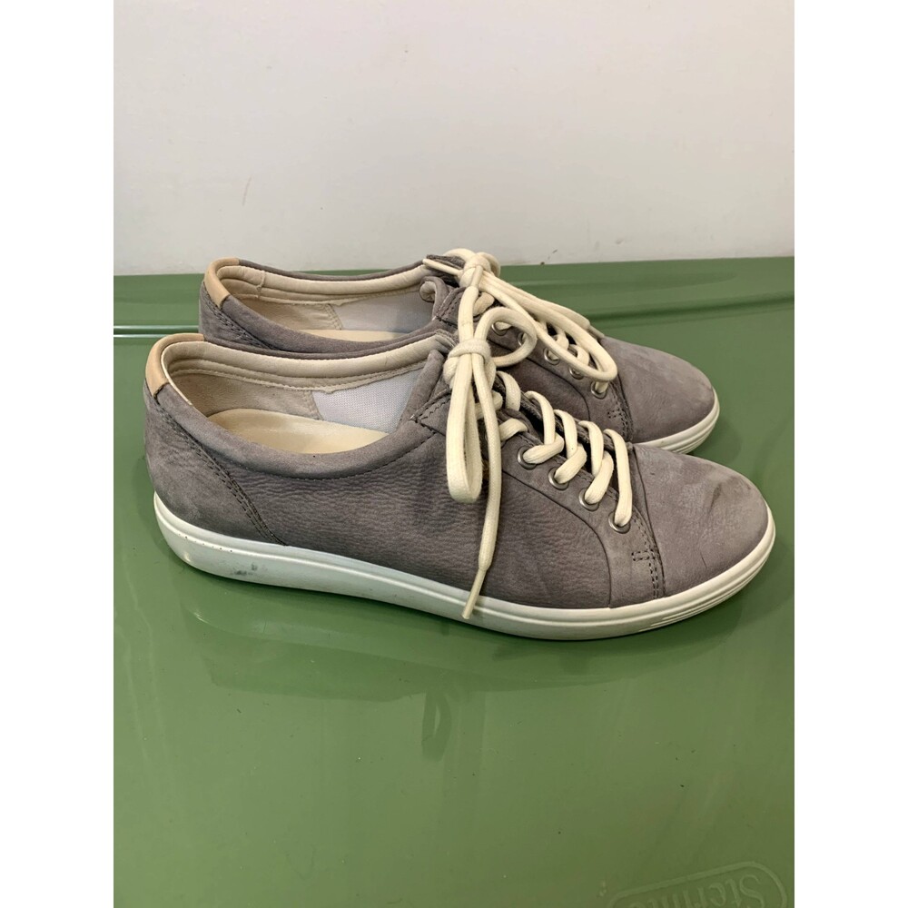 ECCO Soft 7 Gray Nubuck Leather Sneakers Size EU 39